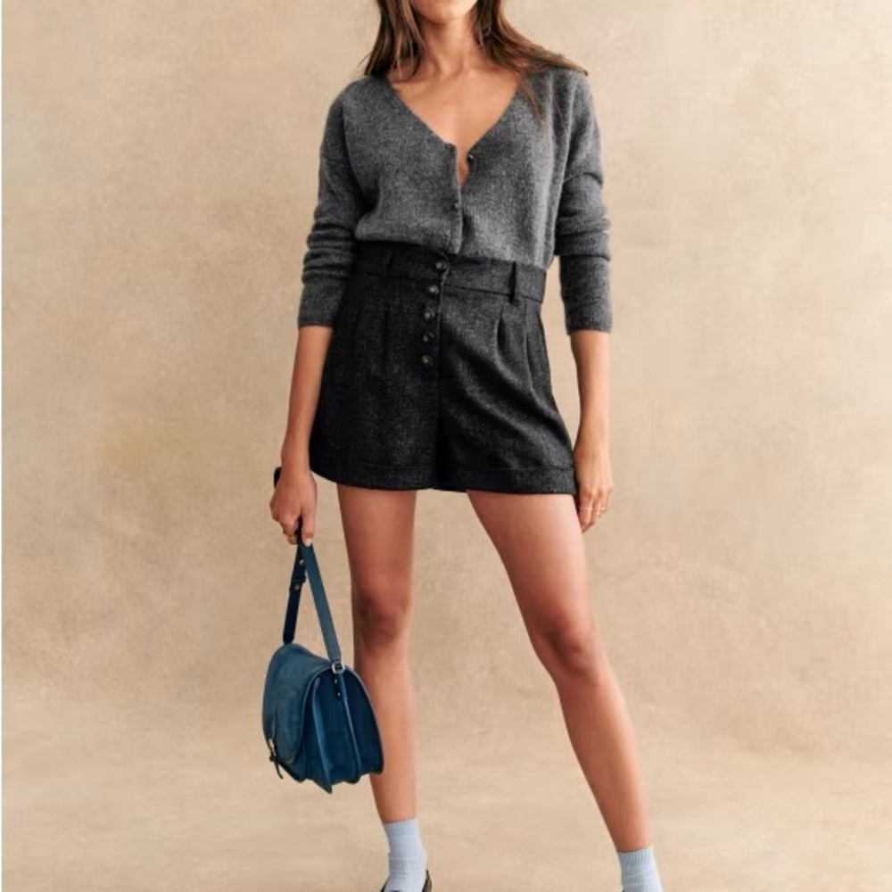 Sezane Wallace Shorts in Charcoal Grey